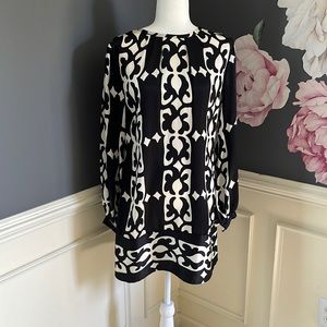 Black and white long sleeve dress
